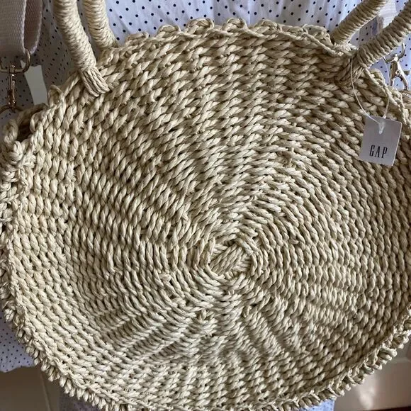 Gap Straw Circle Crossbody Bag - 13x13x4 tan straw, adjustable cross s… - Picture 1 of 8